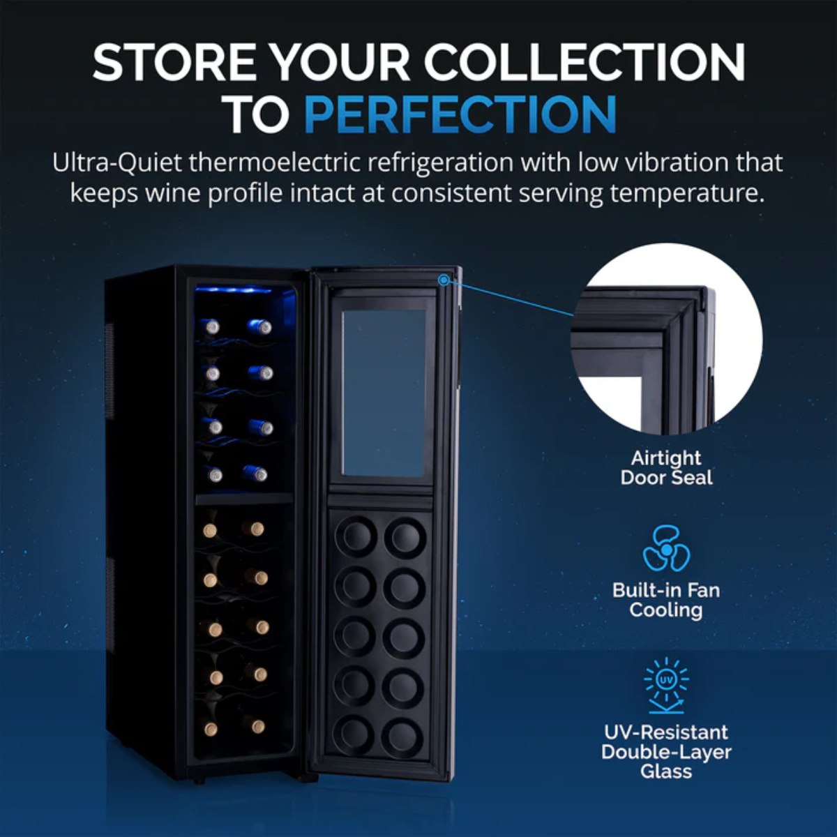 Newair 18 Bottle Shadow-T Series Wine Fridge – 10.75" Black - Store your Collection to Perfrection