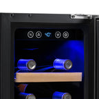 Newair 19 Bottle Built In Wine Fridge – 12" Stainless Steel - Close up view of the fridge controls