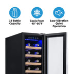 Newair 19 Bottle Built In Wine Fridge – 12" Stainless Steel - Fridge Specifications Shown
