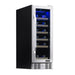 Newair 19 Bottle Built In Wine Fridge – 12" Stainless Steel - Front Left View - Loaded Shelves - Closed Door