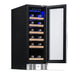 Newair 19 Bottle Built In Wine Fridge – 12" Stainless Steel - Front Left View - Loaded Shelves - Open Door