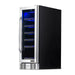 Newair 19 Bottle Built In Wine Fridge – 12" Stainless Steel - Front Right View - Empty Shelves - Closed Door
