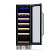 Newair 19 Bottle Built In Wine Fridge – 12" Stainless Steel - Front View - Empty Inside - Open Door