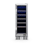 Newair 19 Bottle Built In Wine Fridge – 12" Stainless Steel - Front View - Empty Shelves - Closed Door