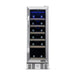 Newair 19 Bottle Built In Wine Fridge – 12" Stainless Steel - Front View - Loaded Shelves - Closed Door