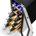 Newair 19 Bottle Built In Wine Fridge – 12" Stainless Steel - Top view of the fridge showing the beechwood racks with wines