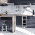 Newair 19 Bottle Built In Wine Fridge – 12" Stainless Steel - built-in wine fridge in rustic modern kitchen
