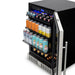 Newair 224-Can Built-In Beverage Fridge – 24" Stainless Steel - Close up view of the removable racks with beverages