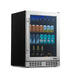 Newair 224-Can Built-In Beverage Fridge – 24" Stainless Steel - front left view loaded fridge closed door