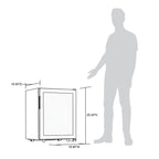 Newair 23 Bottle Freestanding Wine Fridge – 18.9" Stainless Steel - Dimension of the fridge with comparison to human height