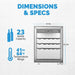 Newair 23 Bottle Freestanding Wine Fridge – 18.9" Stainless Steel - Dimensions and Specifications of the Fridge