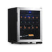 Newair 23 Bottle Freestanding Wine Fridge – 18.9" Stainless Steel - Front Left View - Loaded Shelves - Closed Door