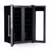 Newair 24-Bottle Dual Zone Wine Fridge – 20" Steel French Door - Front Left View - Empty Fridge - Open Doors