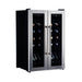 Newair 24-Bottle Dual Zone Wine Fridge – 20" Steel French Door - Front Left View - Loaded Fridge - Closed Doors