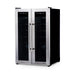 Newair 24-Bottle Dual Zone Wine Fridge – 20" Steel French Door - Front Right View - Empty Fridge - Closed Doors