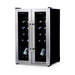 Newair 24-Bottle Dual Zone Wine Fridge – 20" Steel French Door - Front Right View - Loaded Fridge - Closed Doors