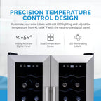 Newair 24-Bottle Dual Zone Wine Fridge – 20" Steel French Door - Precision Temperature Control Design