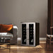 Newair 24-Bottle Dual Zone Wine Fridge – 20" Steel French Door - Wine Fridge shown in the Living Room Beside the Couch