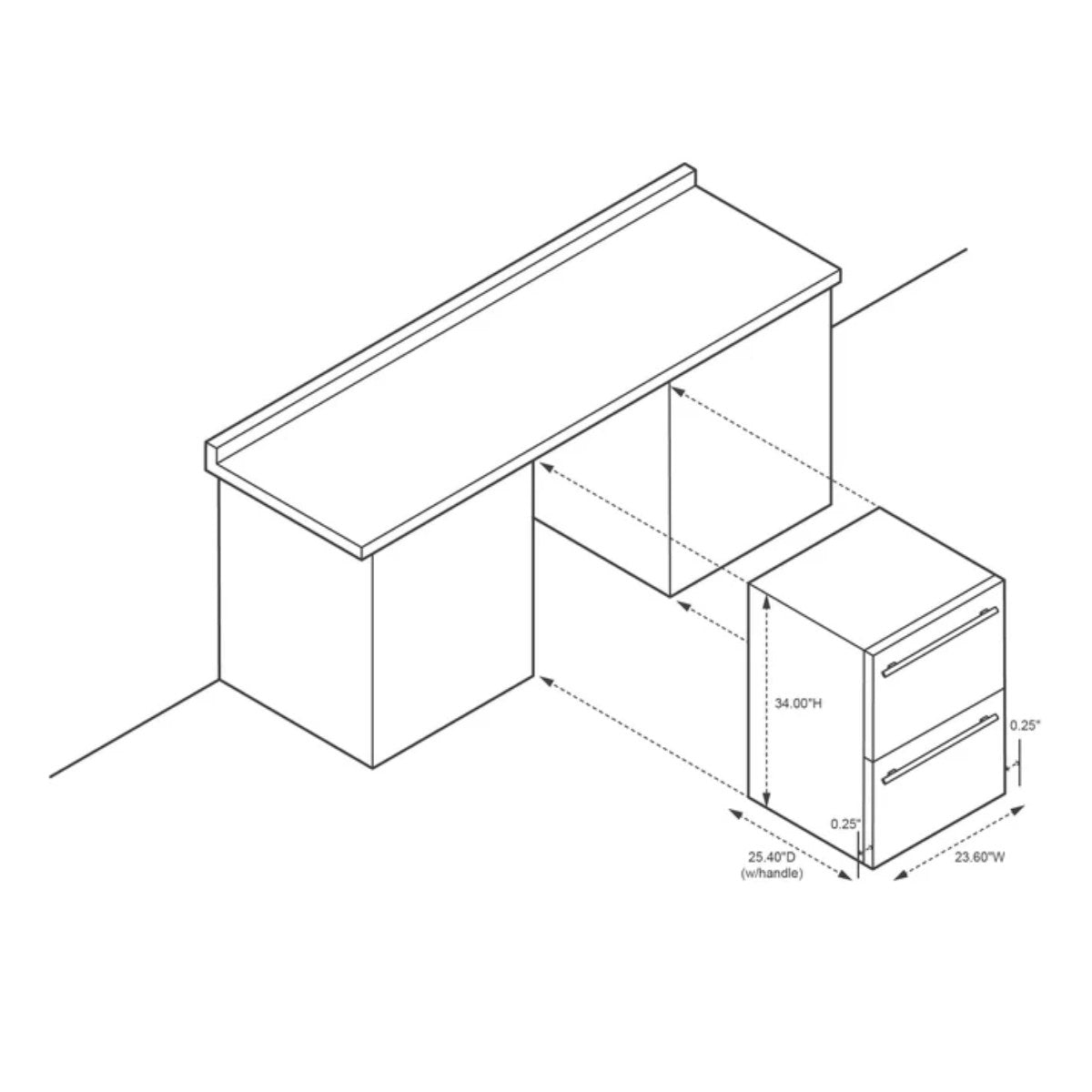 Newair 24″ 80-Can / 20-Bottle Built-In Freestanding Beverage Fridge - Dimensions of the cabinet fridge for built in configuration