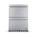 Newair 24″ 80-Can / 20-Bottle Dual Drawer Beverage Fridge - Front View Closed Cabinet
