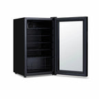 Newair 24 Bottle Shadow Series Wine Fridge – 16.9" Black - Front Left View Studio Image - Empty - Opened