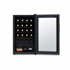 Newair 24 Bottle Shadow Series Wine Fridge – 16.9" Black - Front View Studio Image - Loaded - Opened