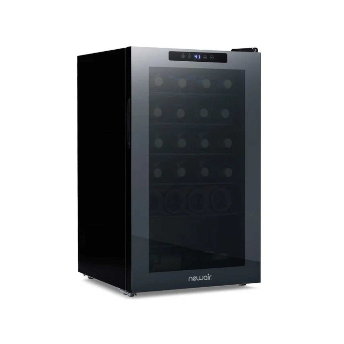 Newair 24 Bottle Shadow Series Wine Fridge – 16.9" Black - Front View Studio Image