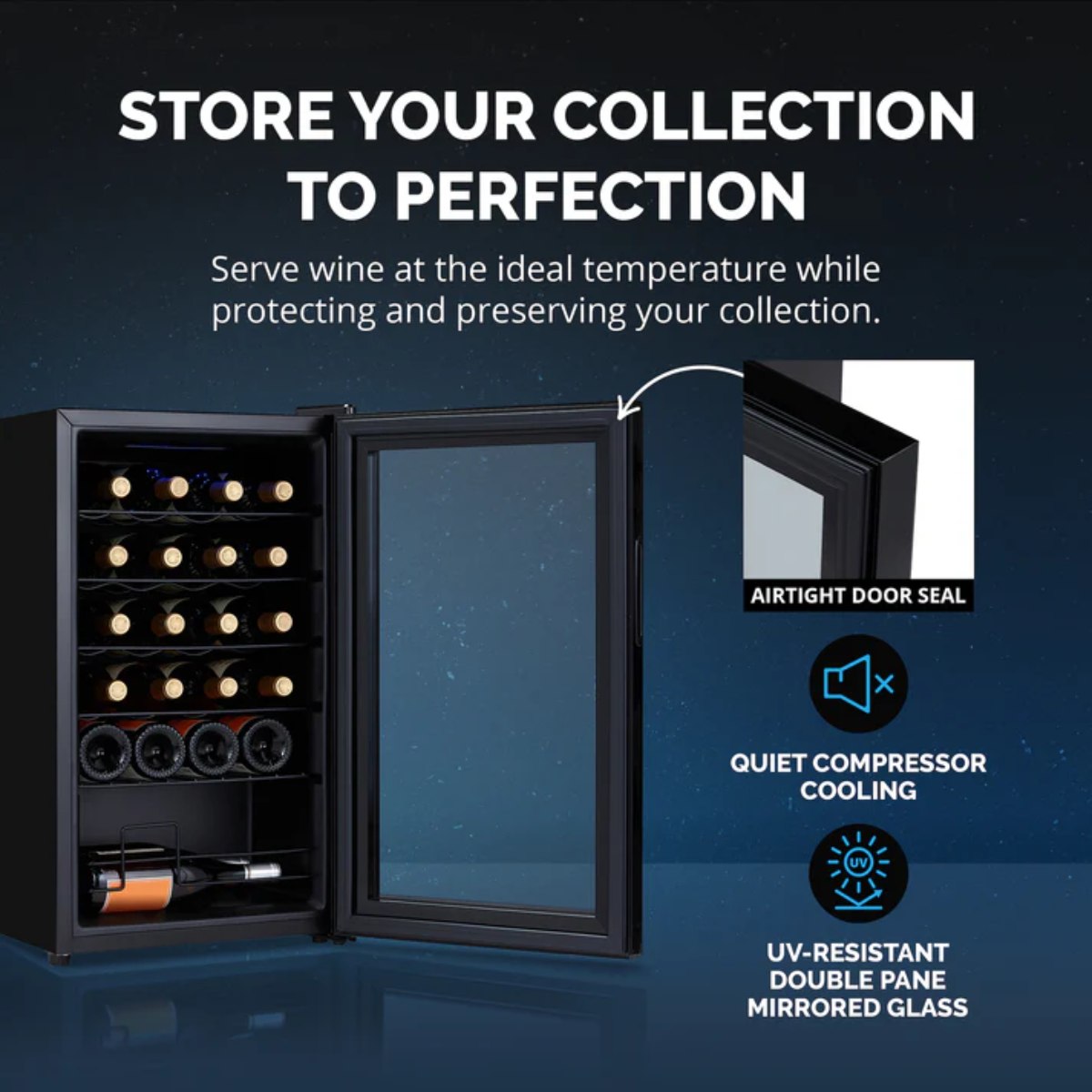 Newair 24 Bottle Shadow Series Wine Fridge – 16.9" Black - Store your collection to perfection