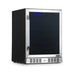 Newair 24” Built-in 177 Can Beverage Fridge in Stainless Steel - Front left view empty fridge closed door