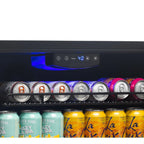 Newair 24” Built-in 177 Can Beverage Fridge in Stainless Steel - close up view of the temperature controls shown