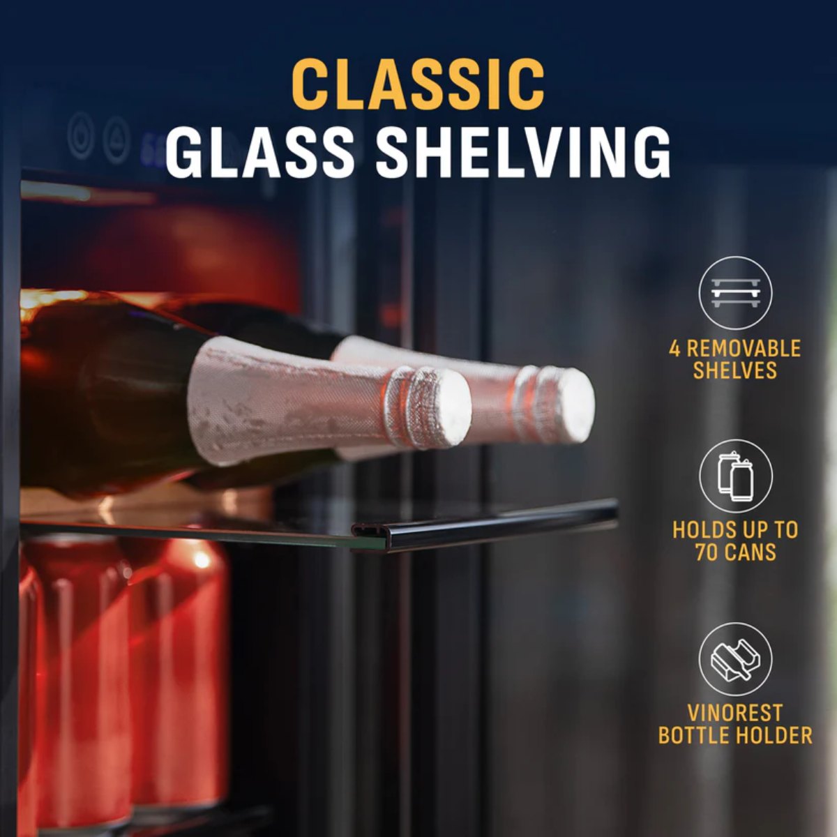 Newair 24" Dual-Zone Wine & Beverage Cooler – Stainless Steel - Classic Glass Shelving Shown