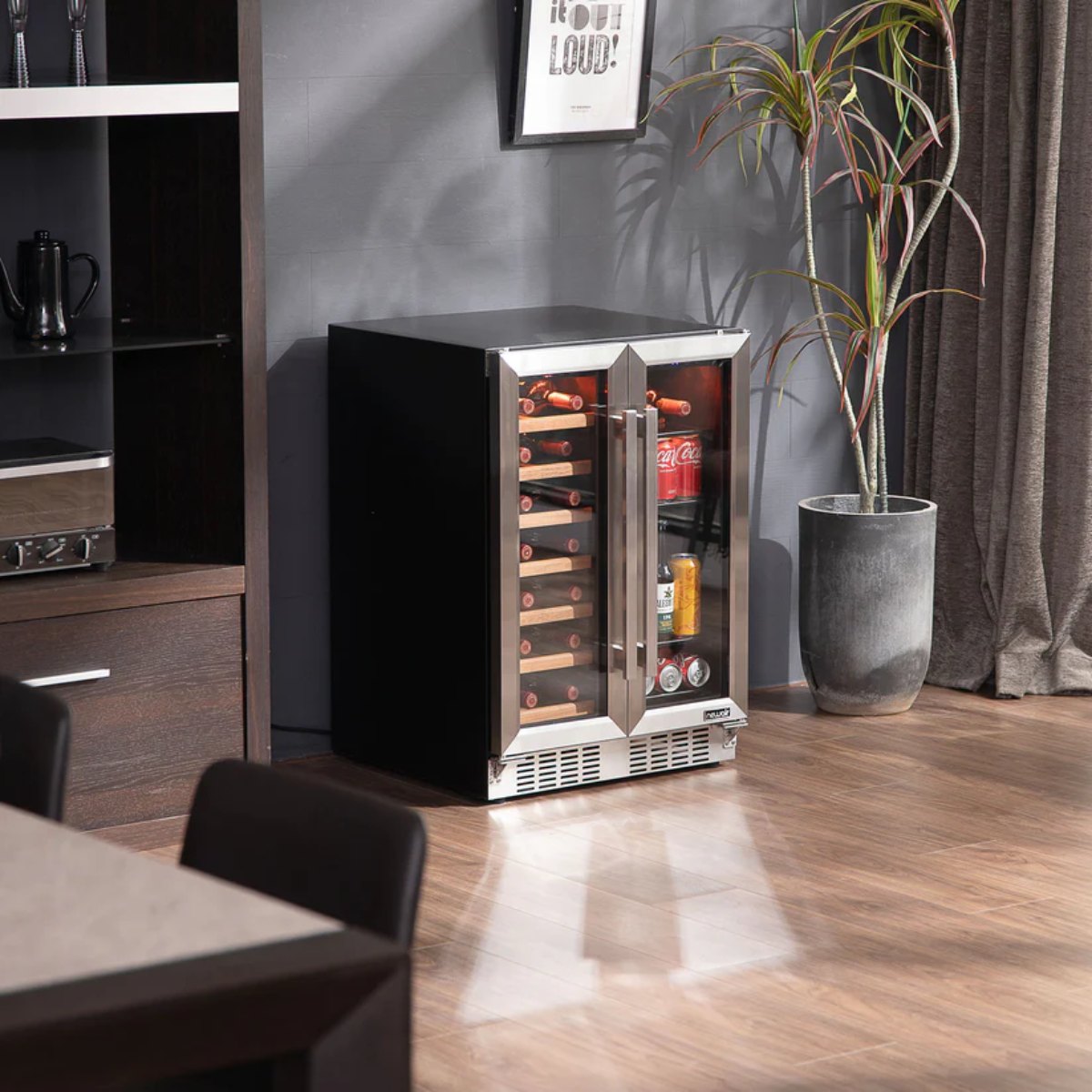 Newair 24" Dual-Zone Wine & Beverage Cooler – Stainless Steel - Freestanding fridge