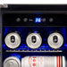 Newair 24” Dual Zone Wine and Beverage Fridge in Stainless Steel - Close up view of the digital thermostat