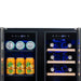 Newair 24″ SplitShelf 58-Can / 18-Bottle Dual Zone Beverage Fridge - Close up view of the digital thermostat with buttons