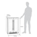 Newair 24″ SplitShelf 58-Can / 18-Bottle Dual Zone Beverage Fridge - Dimensions of the fridge in comparison to human height