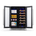 Newair 24″ SplitShelf 58-Can / 18-Bottle Dual Zone Beverage Fridge - Front view loaded inside open door