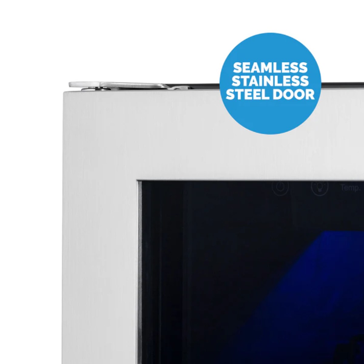 Newair 24″ SplitShelf 58-Can / 18-Bottle Dual Zone Beverage Fridge - Seamless stainless steeld oor shown