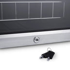Newair 27 Bottle Freestanding Wine Fridge – 16.9" Stainless Steel - Close up view of the lock and keys