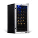 Newair 27 Bottle Freestanding Wine Fridge – 16.9" Stainless Steel - Front left view loaded shelves closed door