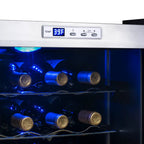 Newair 27 Bottle Freestanding Wine Fridge – 16.9" Stainless Steel - close up view of the digital thermostat