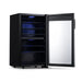 Newair 28 Bottle Freestanding Wine Fridge – 18.9" Stainless Steel - Front Left View - Empty Shelves - Open Door