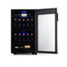 Newair 28 Bottle Freestanding Wine Fridge – 18.9" Stainless Steel - Front View - Loaded Shelves - Open Door