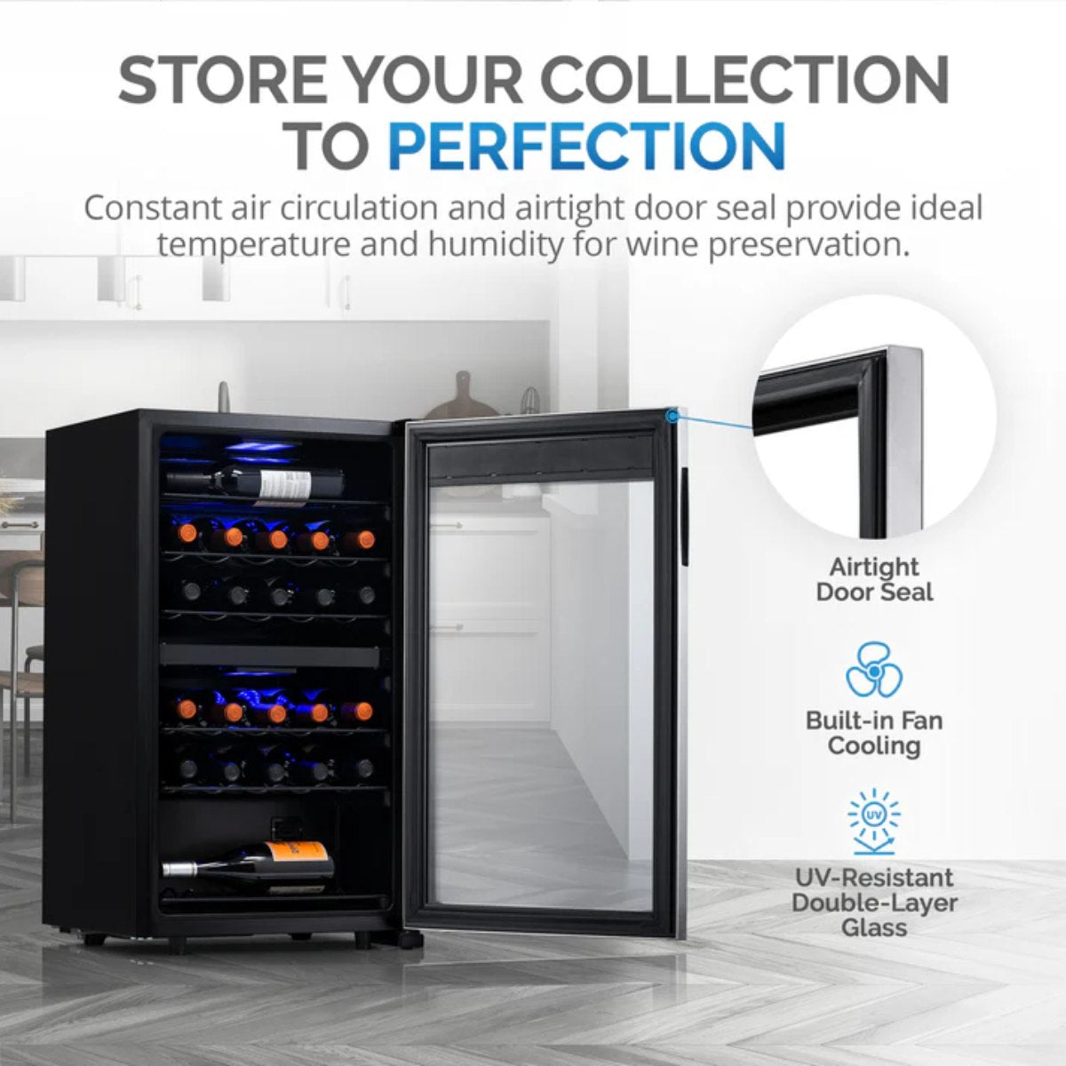 Newair 28 Bottle Freestanding Wine Fridge – 18.9" Stainless Steel - Store your collection to perfection