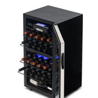 Newair 28 Bottle Freestanding Wine Fridge – 18.9" Stainless Steel - Top View of the Fridge with Wines on the Racks