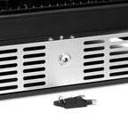Newair 29 Bottle Dual Zone Wine Fridge – 14.8" Stainless Steel - Close up view of the lock with keys