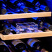 Newair 29 Bottle Dual Zone Wine Fridge – 14.8" Stainless Steel - Close up view of the racks with wine bottles