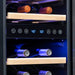 Newair 29 Bottle Dual Zone Wine Fridge – 15" Black Stainless Steel - Close up view of the digital thermostat with buttons