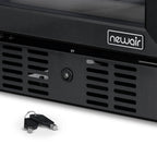 Newair 29 Bottle Dual Zone Wine Fridge – 15" Black Stainless Steel - Close up view of the lock with keys