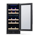 Newair 29 Bottle Dual Zone Wine Fridge – 15" Black Stainless Steel - Front view loaded inside open door