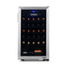 Newair 33 Bottle Freestanding Wine Fridge – 18.9" Stainless Steel - Front View - Loaded Shelves - Closed Door